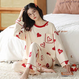 Loose Print Women Autumn Winter Pajama Set