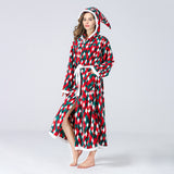 Christmas Sleepwear Women Fleece Hooded Robe