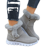 Winter Warm Thickened Solid Color Plush Ankle Boots