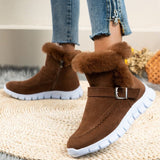 Winter Warm Thickened Solid Color Plush Ankle Boots
