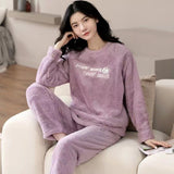 Flannel Women Pajamas Sets Sleepwear