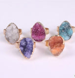 Natural Stone Agate Crystal Bud Women Rings