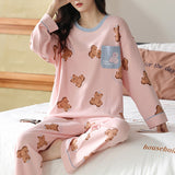 Loose Print Women Autumn Winter Pajama Set