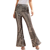 Sequined High-Waisted Bell Bottoms Slimming Trouser